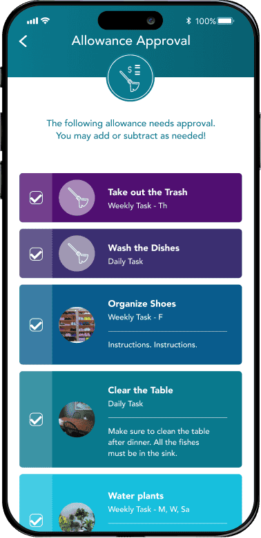 goalsetter app screen example chores